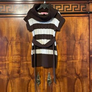 CherryStix Girls Size 4 Brown Stripe Cowl Neck Sweater Knit Acrylic Kids Top